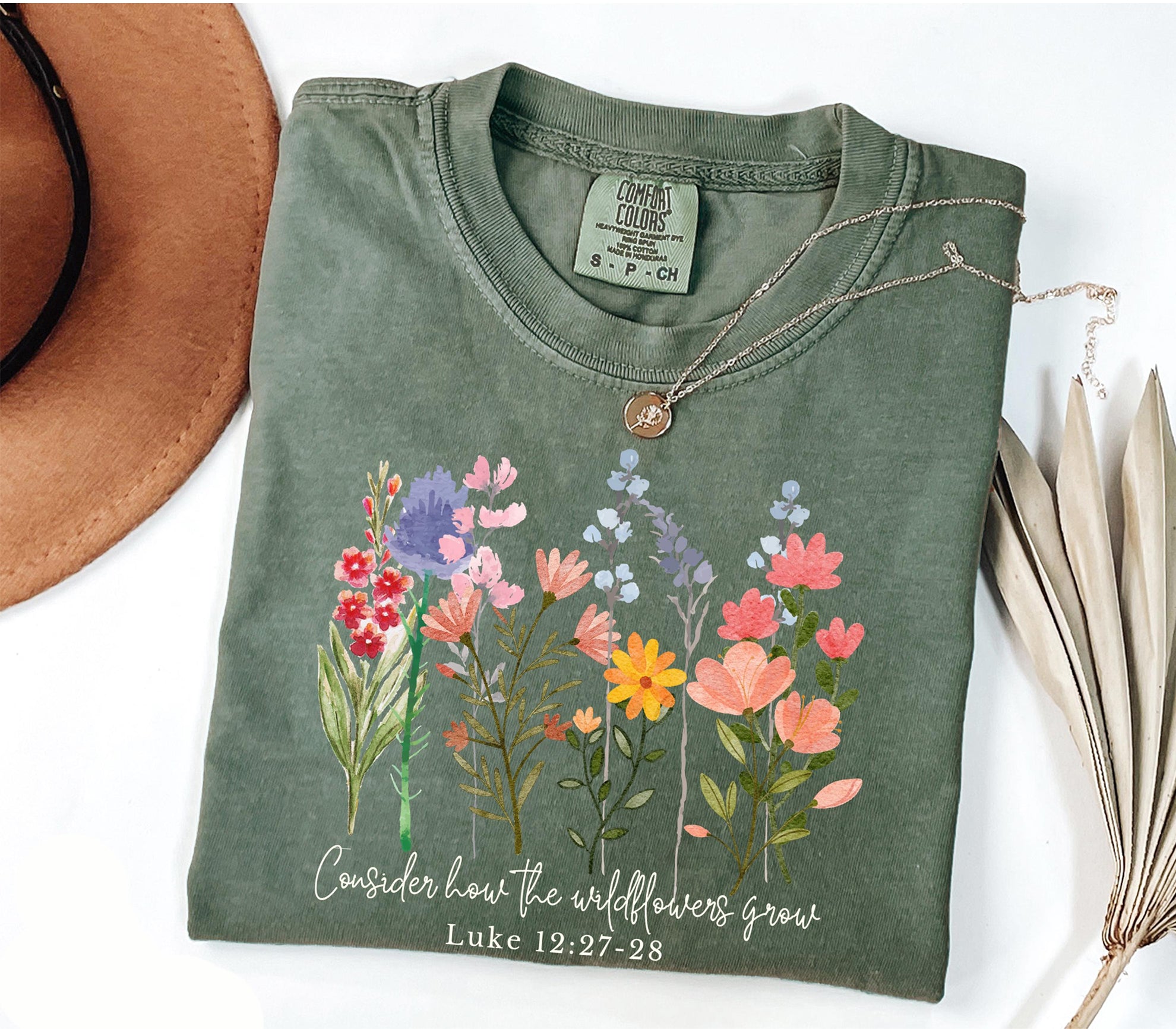 Comfort Colors® Consider How The Wildflowers Grow Shirt, Christian Shirt, Bible Verse Tee, Wildflowers Tee, Religious Shirt, Christian Gifts